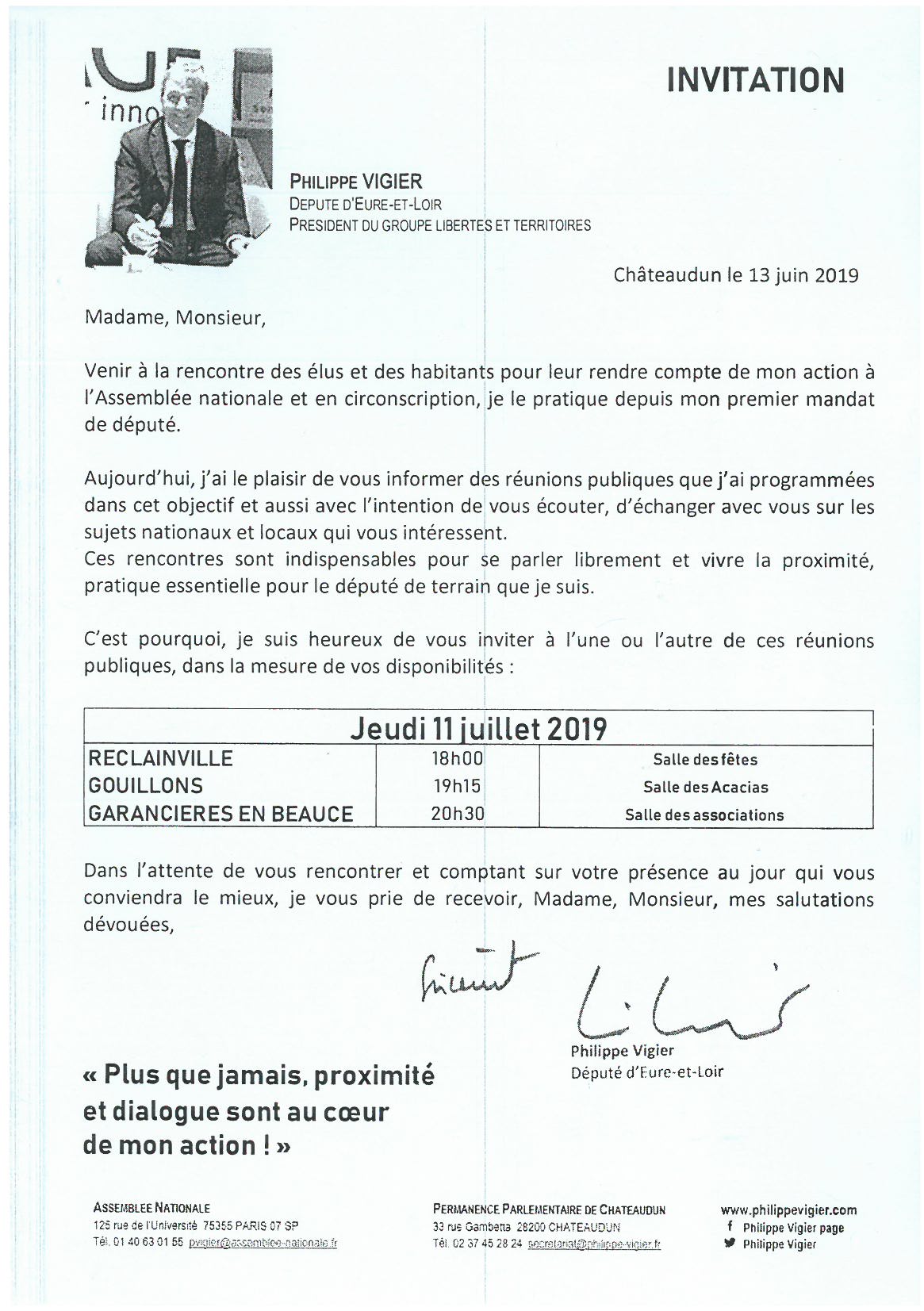 Rencontre avec Monsieur le Député Philippe VIGIER