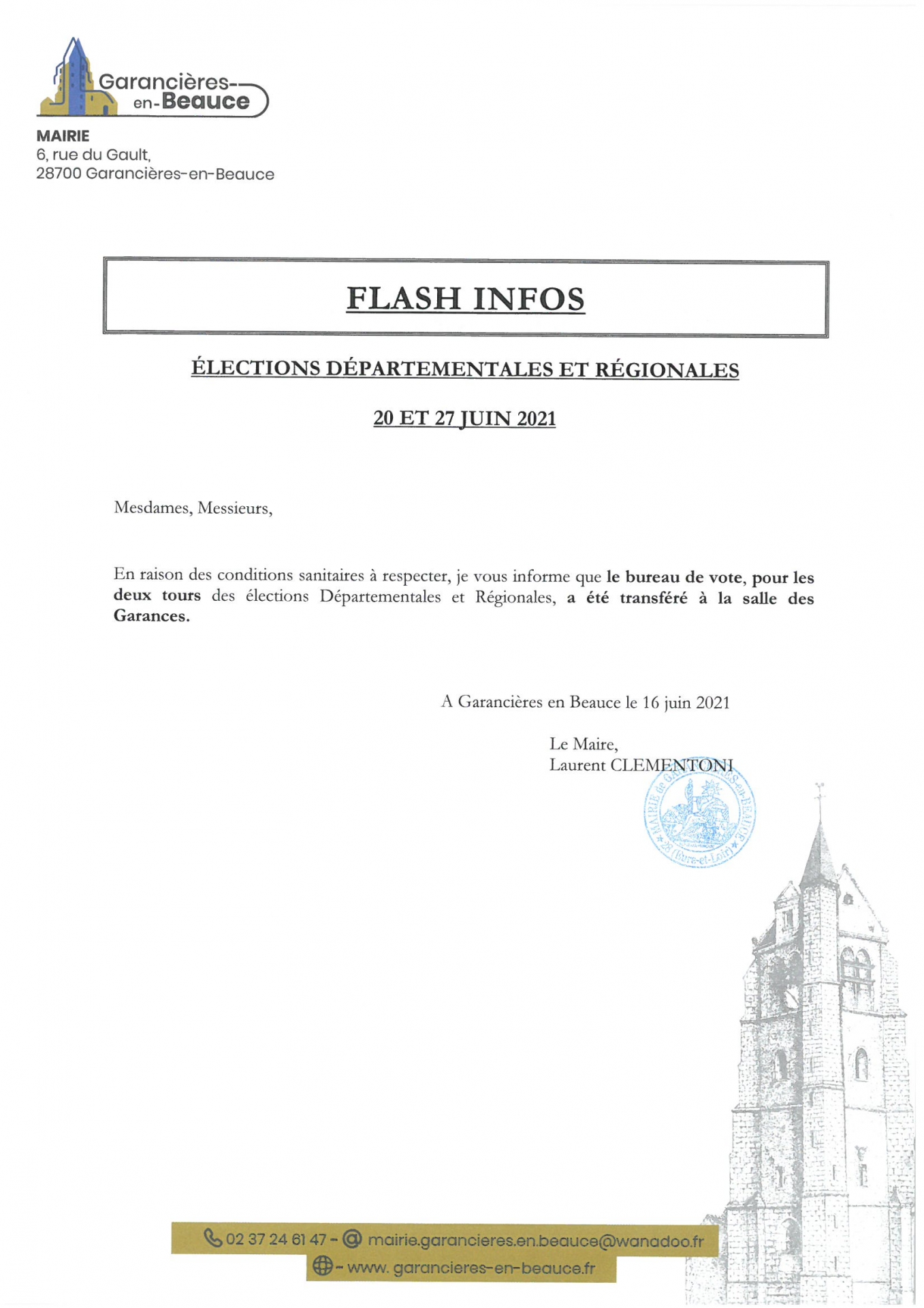 Elections Départementales et Régionales - 20 et 27 JUIN 2021