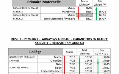 horaires transports scolaires 2020/2021