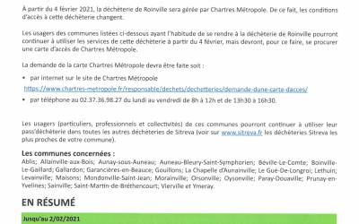 Changement gestion de la Déchètterie Roinville Changement gestion de la Déchètterie Roinville